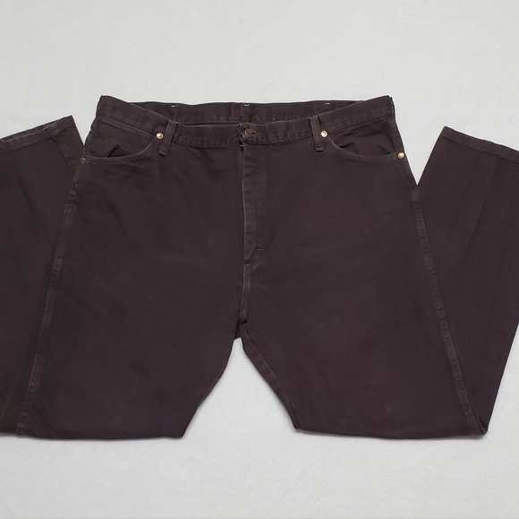 VINTAGE 1980s Wrangler Dark Brown USA Made High Waisted Butt Hugging Jeans - Picture 2 of 9